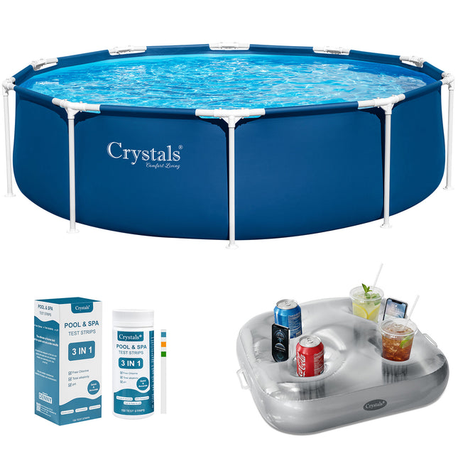 12 Feet Swimming Pool with Drink Holder & Test Strips