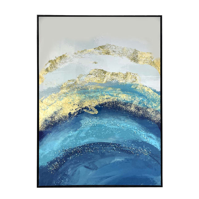 Golden Waves Machine Print Canvas