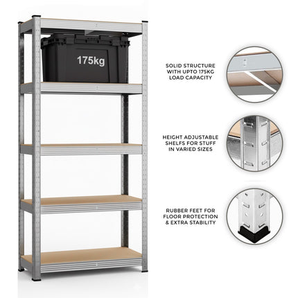 5-Tier Heavy Duty Garage Storage Racking Shelf - 150 x 70 x 30cm
