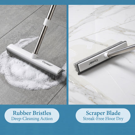 2 in 1 Rubber Broom Brush with Sweeper