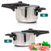 Stainless steel 4L-6L pressure cooker with dual handles, induction compatible, perfect for fast cooking and healthy meals at home.