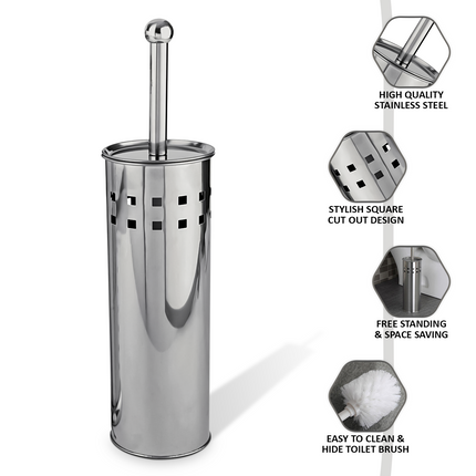 3L Silver Pedal Bin with Toilet Brush