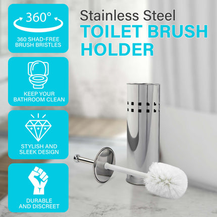 3L Silver Pedal Bin with Toilet Brush