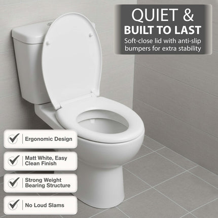 Slow Soft Close White Toilet Seat