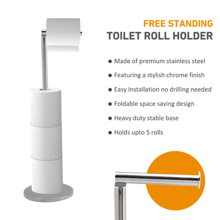 Toilet Roll Holder Free Standing - Chrome