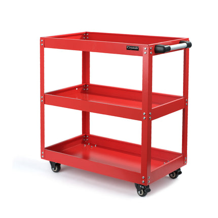 Heavy-Duty 3-Tier Tool Trolley – Steel Workshop Cart for Garage & Mechanics – Rolling Tool Trolley with Locking Wheels – 75Kg Capacity