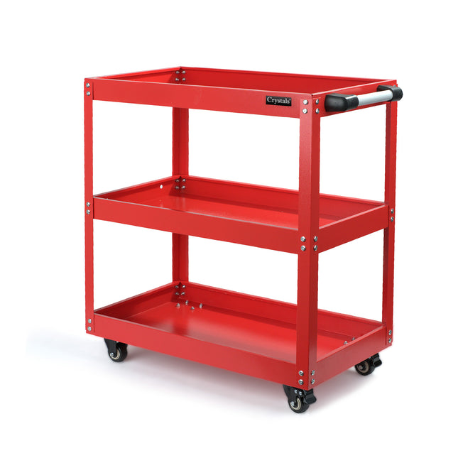 Heavy-Duty 3-Tier Tool Trolley – Steel Workshop Cart for Garage & Mechanics – Rolling Tool Trolley with Locking Wheels – 75Kg Capacity