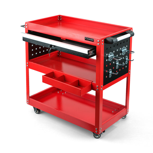 Heavy Duty Tool Trolley Cart with Drawers – 3-Tier Storage, Rolling Wheels for Garage, Workshop, and Mechanics Tool Trolley