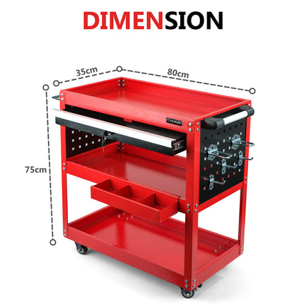 Heavy Duty Tool Trolley Cart with Drawers – 3-Tier Storage, Rolling Wheels for Garage, Workshop, and Mechanics Tool Trolley