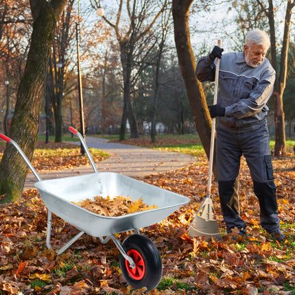 65L Heavy Duty Wheelbarrow Metal Garden Cart with Pneumatic Tyre