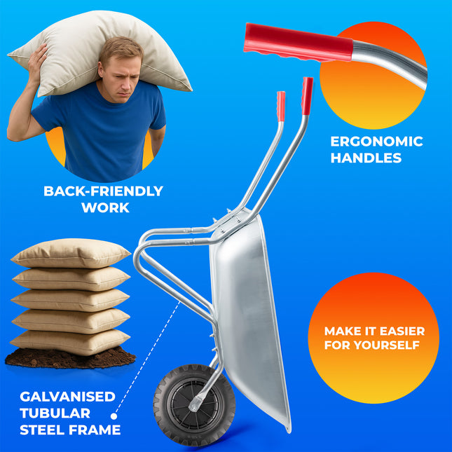 65L Heavy Duty Wheelbarrow with Puncture Proof Wheel