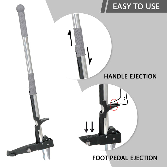 Weed Puller Hand Tool with 4 Claws & Foot Pedal for Root Removal