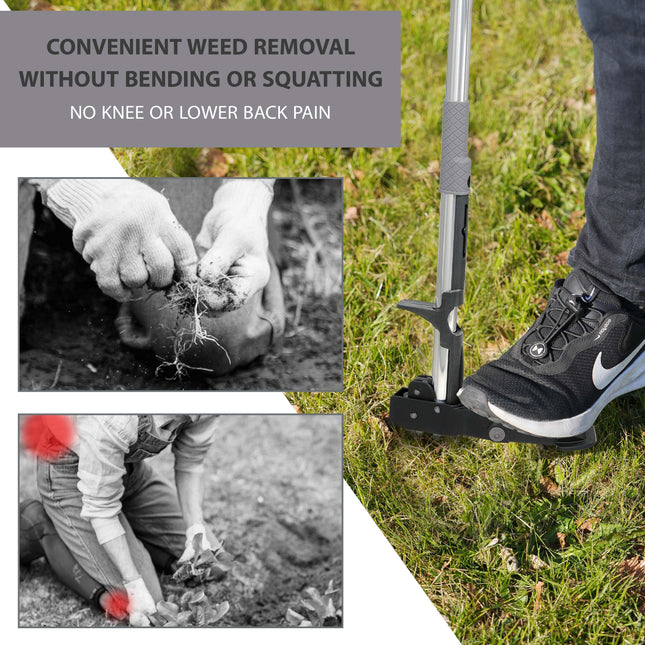 Weed Puller Hand Tool with 4 Claws & Foot Pedal for Root Removal