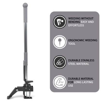 Weed Puller Hand Tool with 4 Claws & Foot Pedal for Root Removal