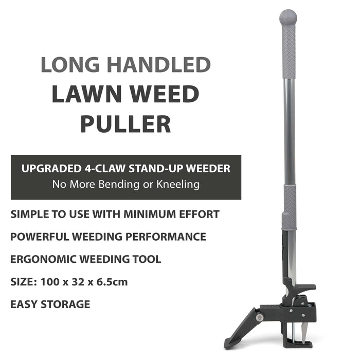 Weed Puller Hand Tool with 4 Claws & Foot Pedal for Root Removal
