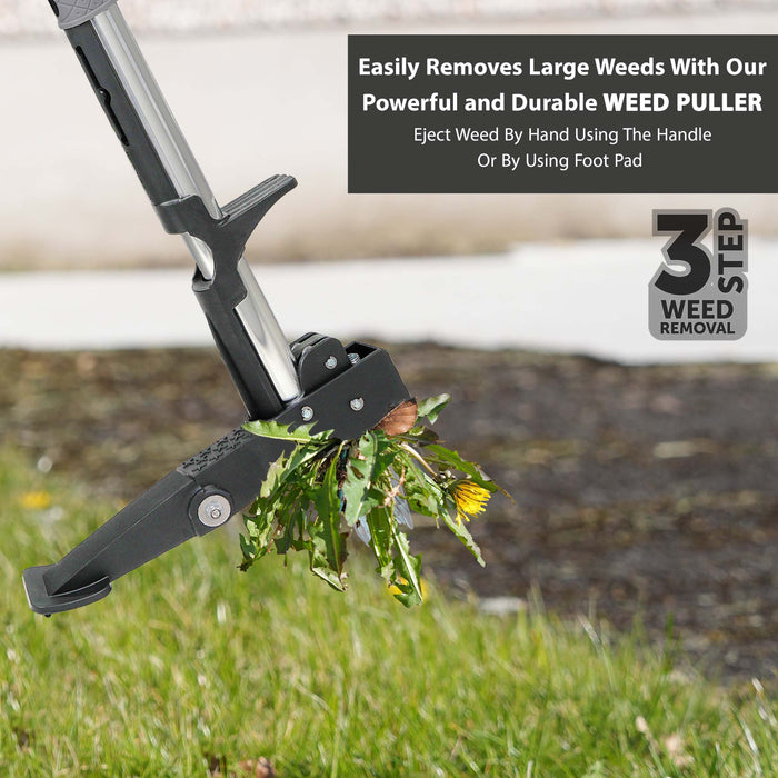 Weed Puller Hand Tool with 4 Claws & Foot Pedal for Root Removal