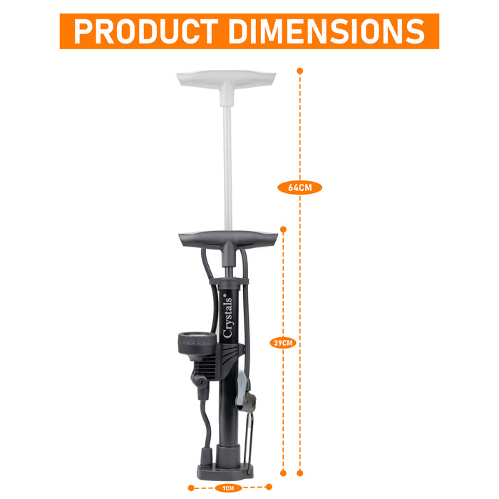Bicycle air pump with Schrader and Presta valve for UK cyclists