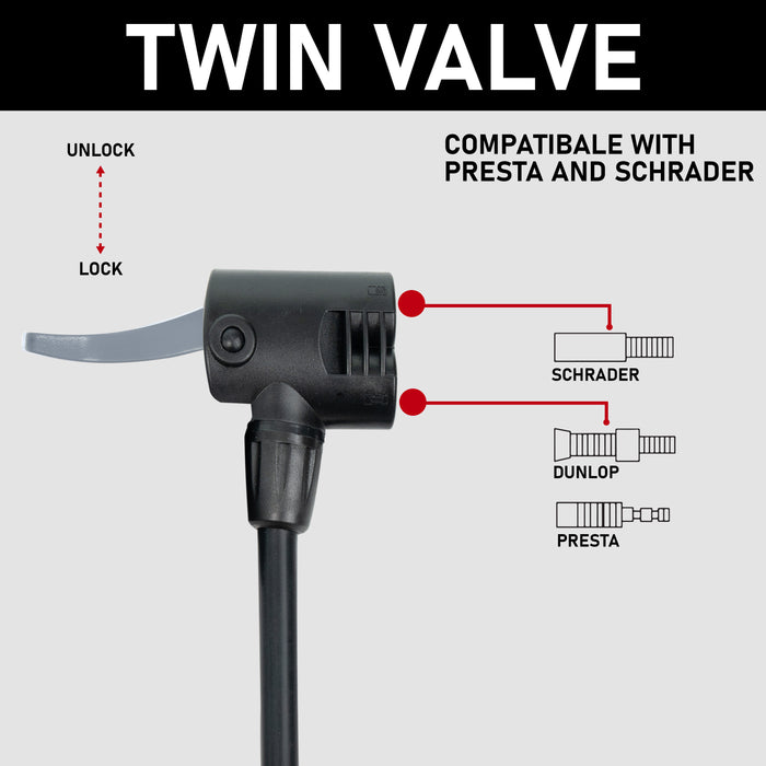 Bike pump with collapsible base and ergonomic grip UK version