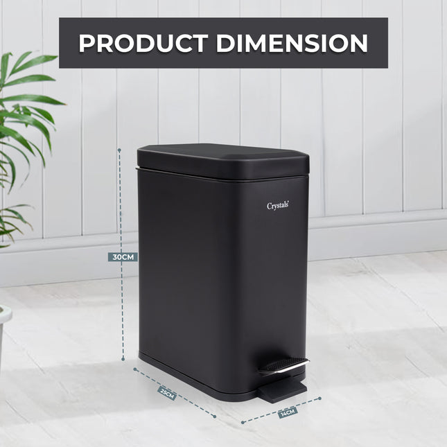 Soft closing black bin with foot pedal for hygienic kitchen use