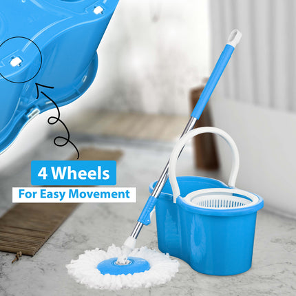 360° Spin Rotating Mop & Bucket Set with 2 Mop Heads – Red, Blue, Purple
