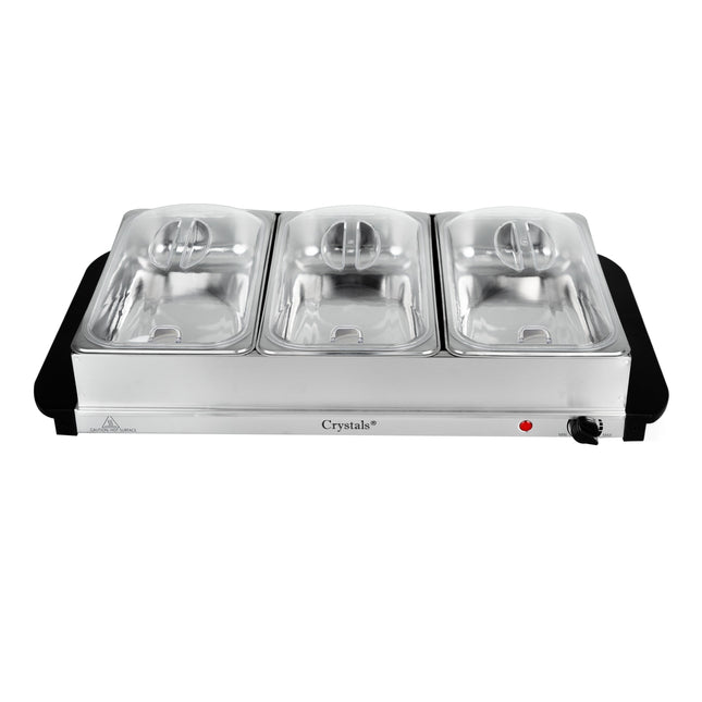 Electric Buffet Server with three warming trays, perfect for keeping food warm at parties and family gatherings.