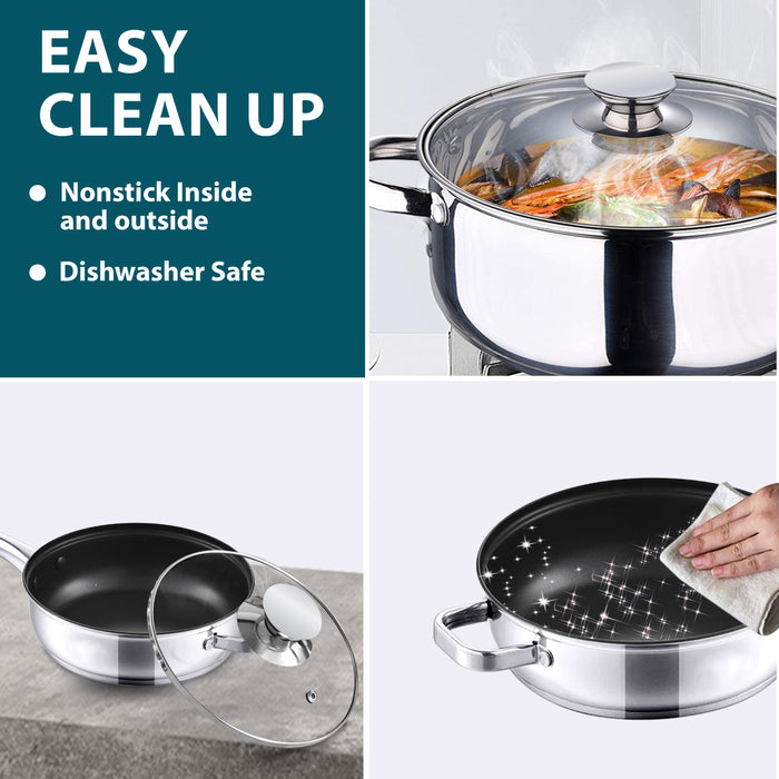 Cookware with 5-layer capsule base for energy-efficient cooking