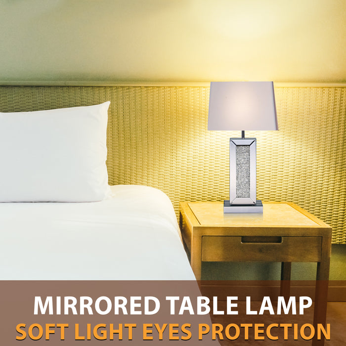 Contemporary lighting piece with mirrored glass construction
