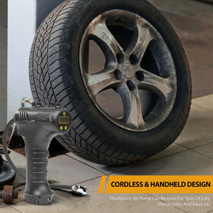 Cordless air compressor tyre inflator for quick tyre inflation in the UK