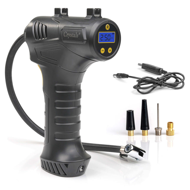 Cordless tyre inflator portable air compressor for UK cars and bikes.