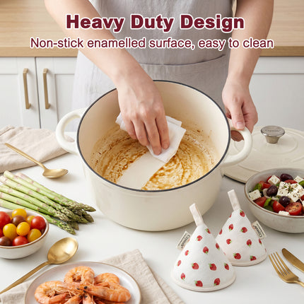 5L Dutch Oven Cast Iron Dish Pot With Lid