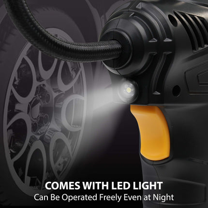 Digital tyre inflator USB air compressor with pressure gauge for UK drivers.