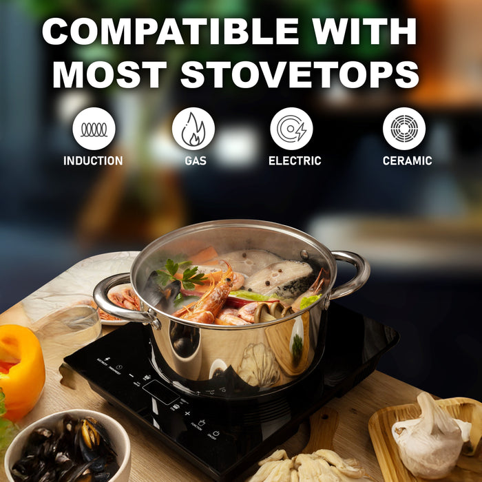 Dishwasher-safe stainless steel cookware set for easy cleaning