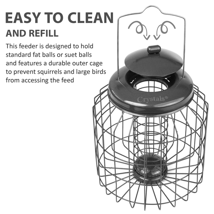 Easy to clean fatball feeder with squirrel guard for birds