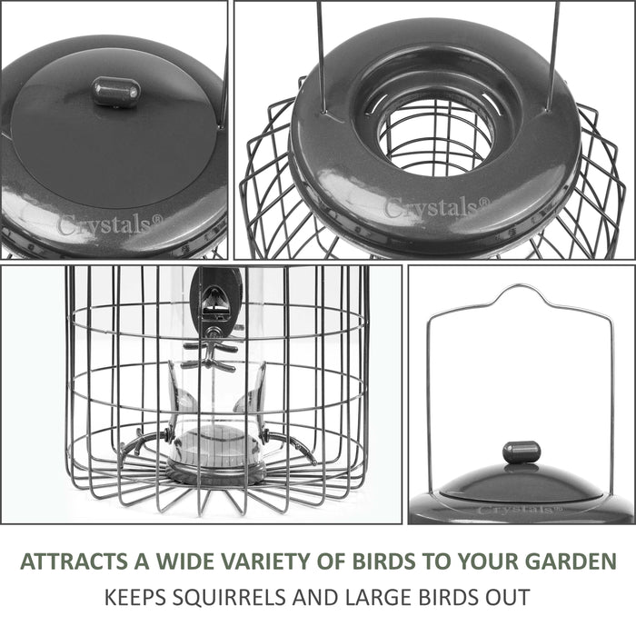 Easy refill bird seed feeder with twist and lift lid