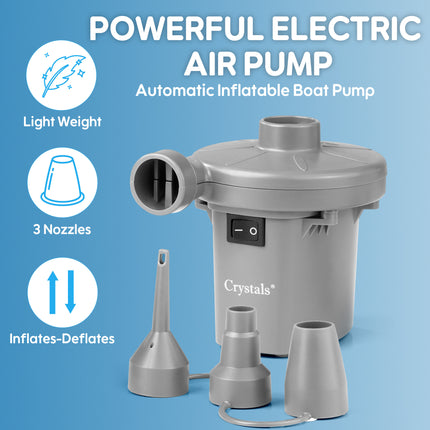 Easy-to-use 240V electric air pump in grey for fast inflation and deflation