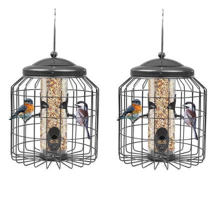 2 x Squirrel-Proof Hanging Bird Seed Feeders – Heavy Duty Metal