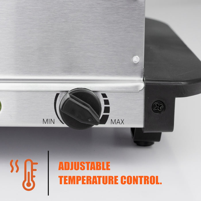 Adjustable temperature dial on the Electric Buffet Server, allowing precise control for keeping food warm from 105°F to 185°F.