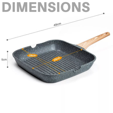 Non stick grill pan with ergonomic skid-resistant bakelite handle