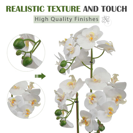 Faux orchid in decorative pot for shelf or table