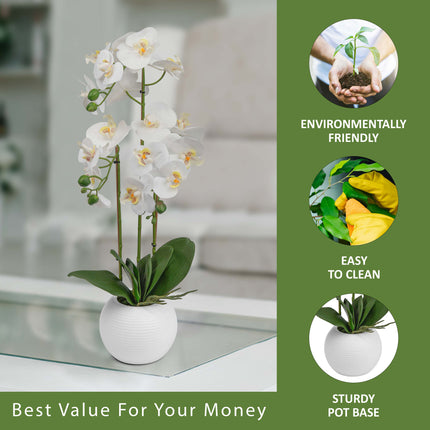 Faux orchid plant arrangement for indoor use
