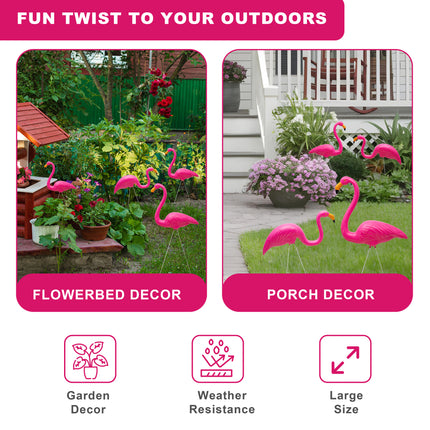 Durable weatherproof flamingo garden decor for lawn and patio.