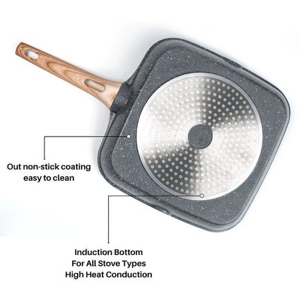 Versatile grill frying pan perfect for steak, seafood, and vegetables