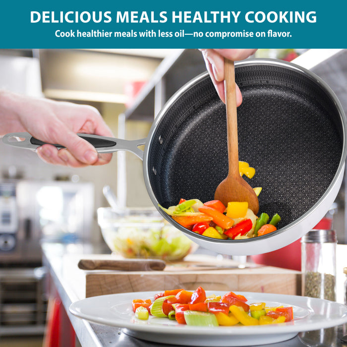 Non stick frying pan with lid suitable for all hob types in the UK