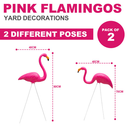 Fun animal garden ornaments – pink flamingos for flowerbeds.
