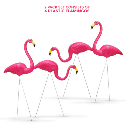 Pink flamingo decorations suitable for garden parties and events.