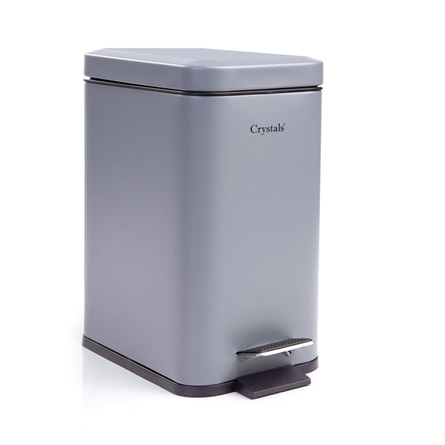 5L grey pedal bin front view with soft close lid