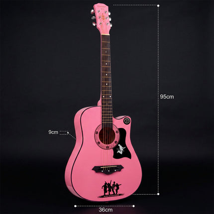 38" Full Size 6 String Guitar Pink Color