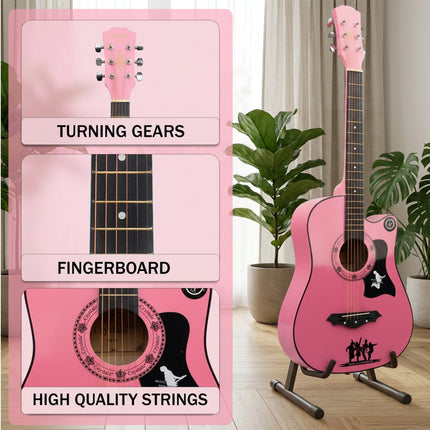 38" Full Size 6 String Guitar Pink Color
