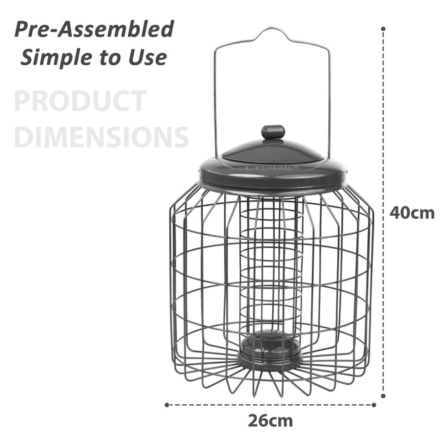 Hanging bird feeder designed for fatballs and squirrel resistance