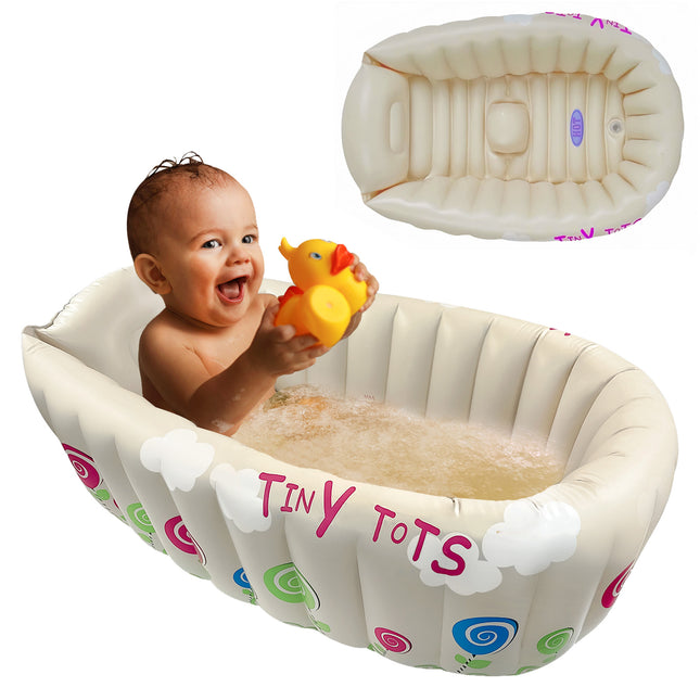 Heat Sensor Inflatable Baby Bath Tub with Anti-Slip Support and Hot Water Warning for UK Parents